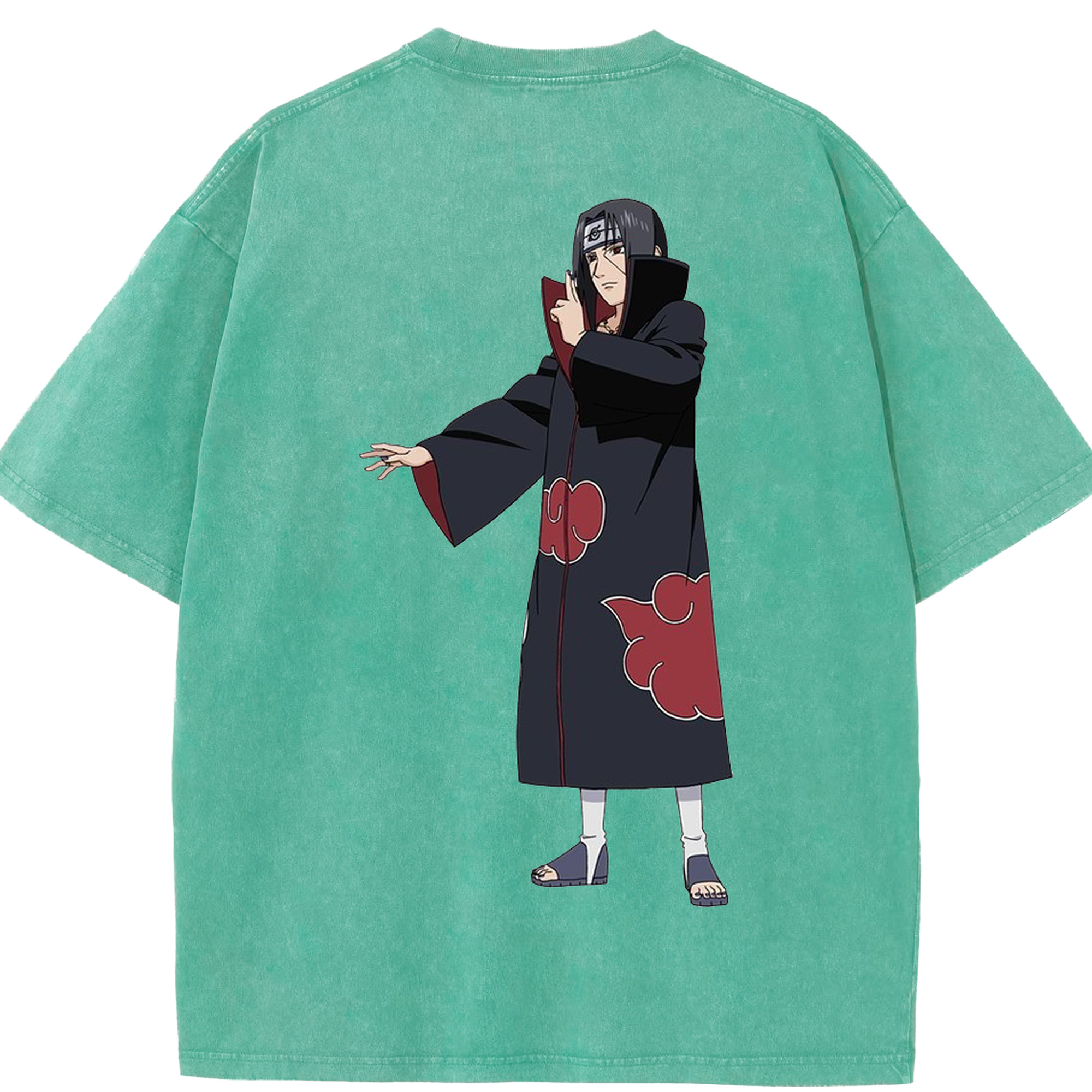 （画像用） NARUTO -ナルト- うちは イタチ Uchiha Itachi 綿100% ヴィンテージ風 半袖Tシャツ（背面プリント）